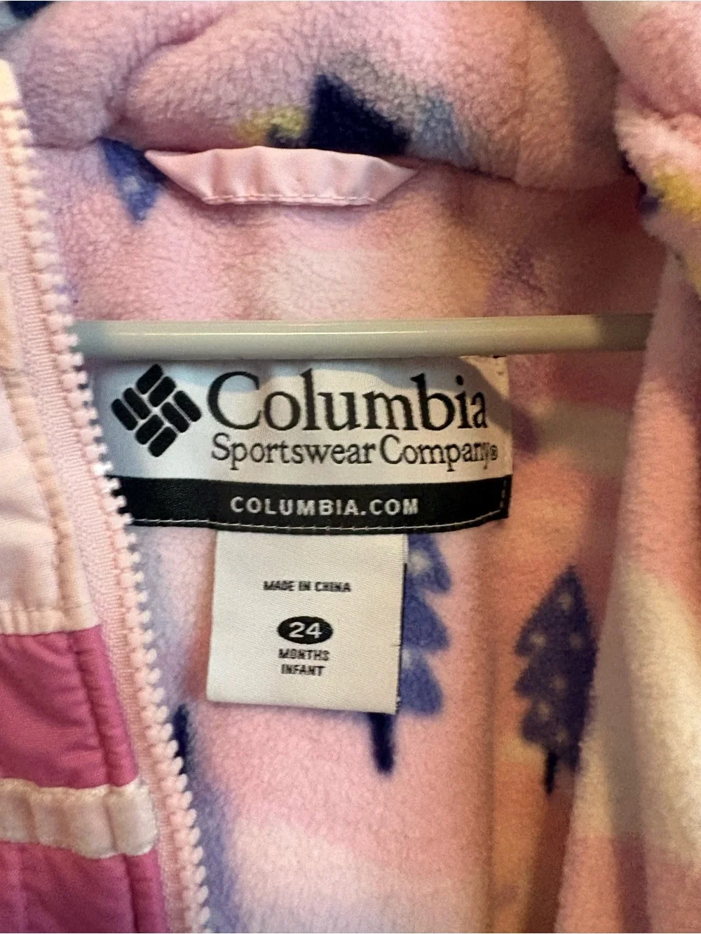 Columbia Pink Fleece-Lined Kids Jacket with Tree Print